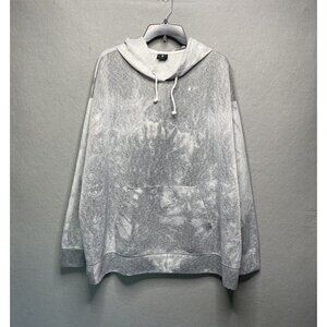 Nike Womens Dri-Fit 3X Gray White Tie-Dye Pullover Hoodie With Kangaroo Pocket
